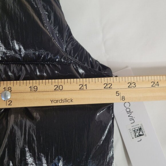 NWT Puffy Vest Womens CALVIN KLEIN Shiny Black Nylon Poly Size XL - Picture 13 of 16